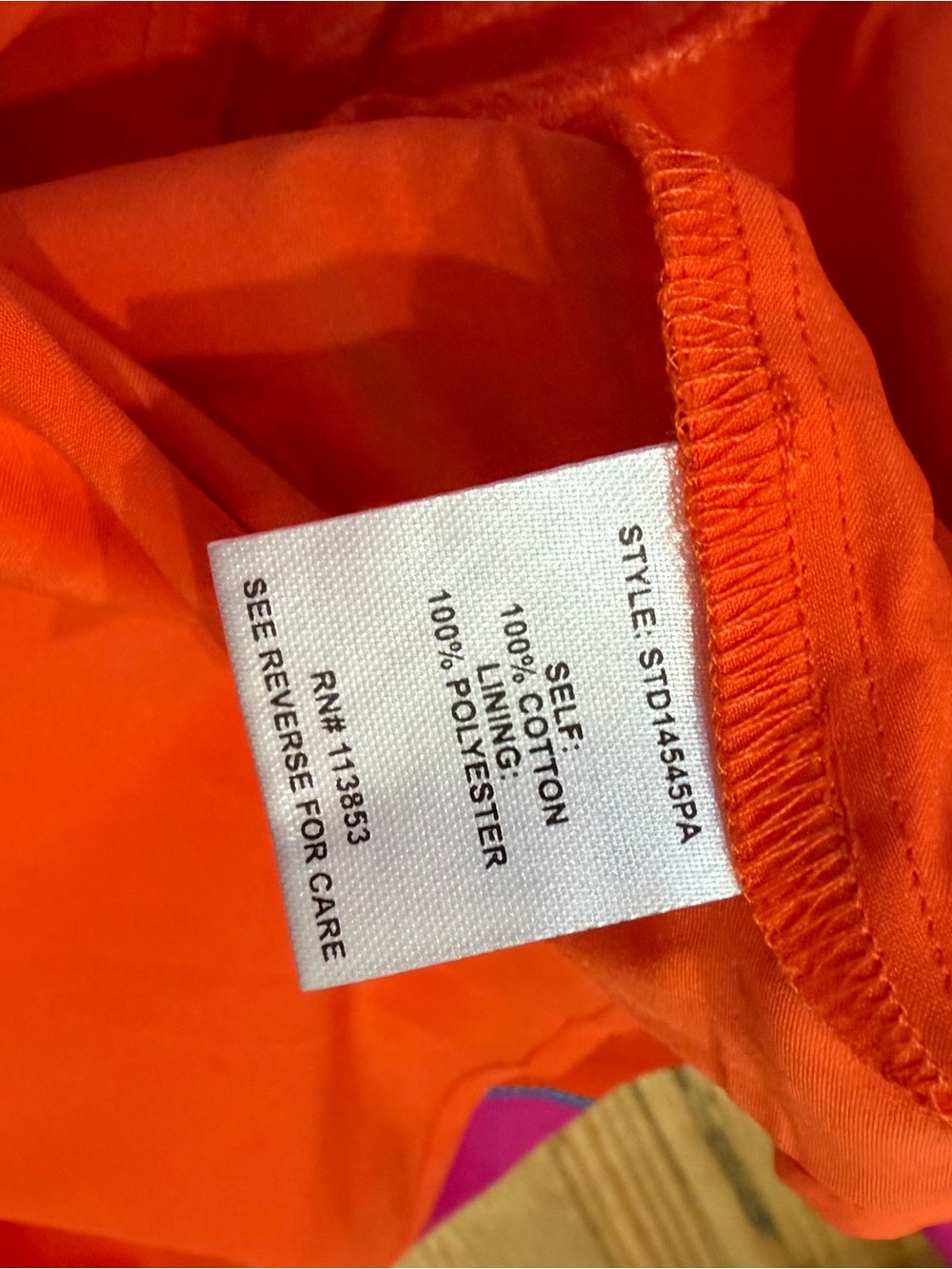 SugarLips Orange Dress with Hot Pink & Teal Floral Trim size SMALL - Picture 5 of 5